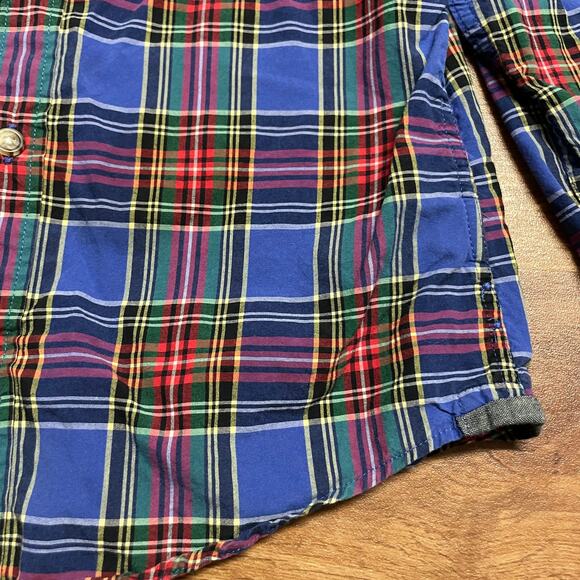 Crewcuts Boys Blue Plaid Long Sleeve Button Up Shirt Size Small 6/7 J.Crew - Picture 3 of 8